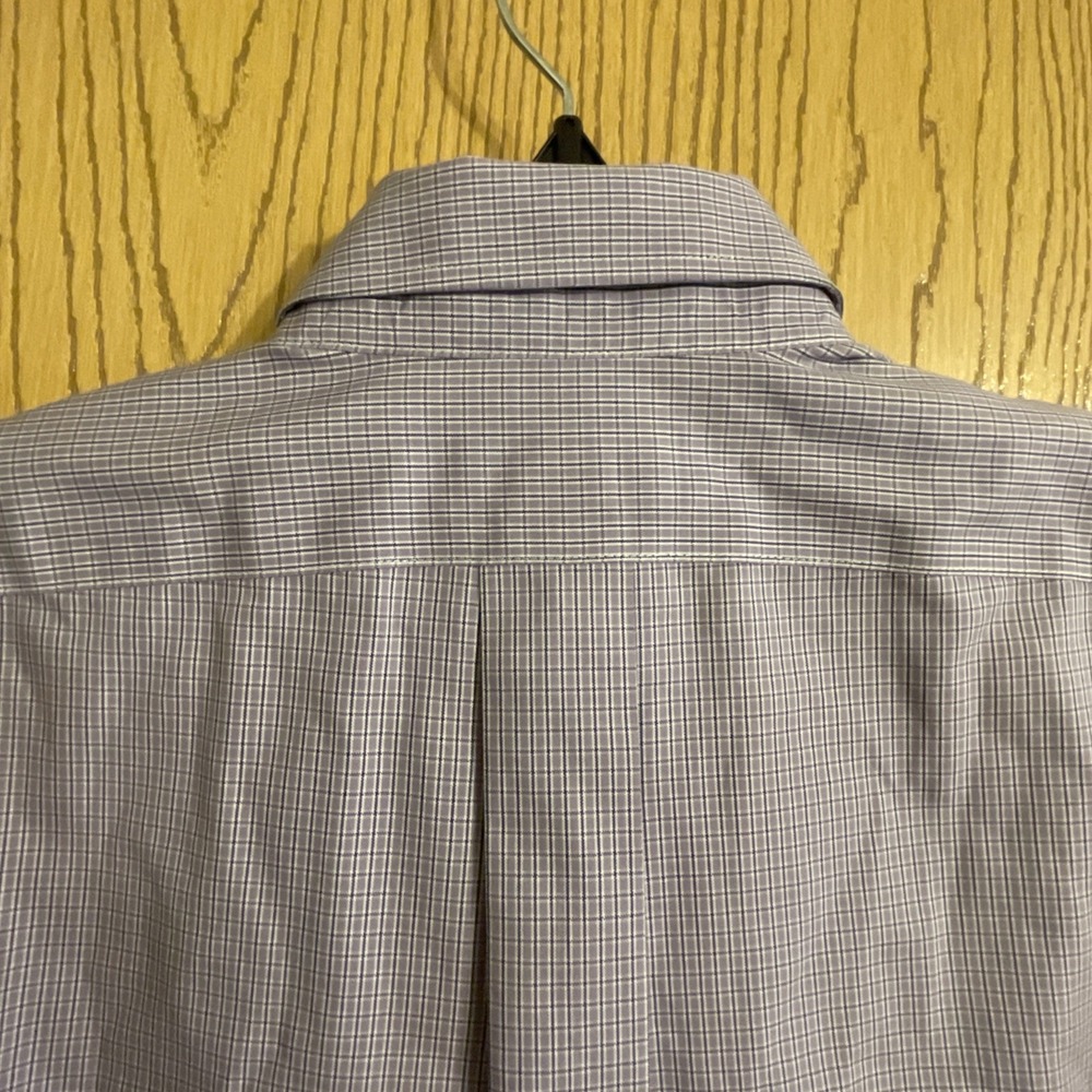 Men's Eddie Bauer short sleeve collared button Down Size small purple plaid - Picture 5 of 8